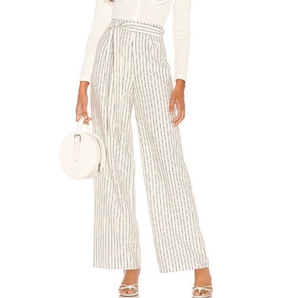 L'Academie White and Gray Striped Wide Leg Pants - Picture 1 of 13